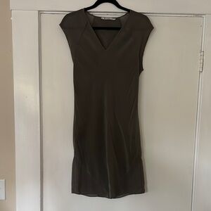 Alexander Wang Elegant Olive Green V-Neck Dress